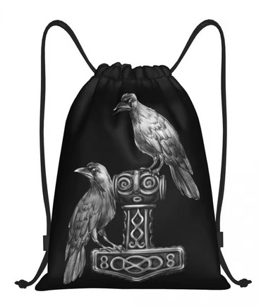 Rucksack mit Kordelzug - Thors Hammer mit Hugin & Munin